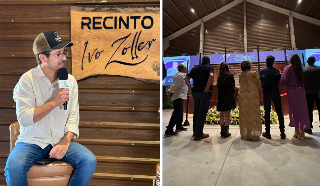 À esqueda Raphael Zoller, filho de Ivo Zoller. À direita a família Zoller na inauguração do tatersal