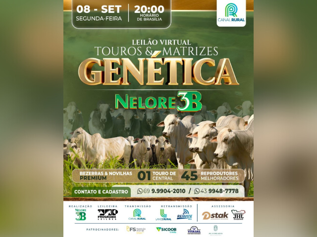 Leilão Virtual Touros e Matrizes Genética Nelore 3B