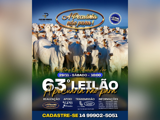 63º Leilão A Pecuária Não Para