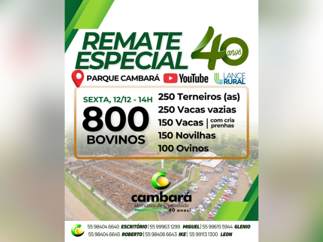 Remate de Aniversário 40 Anos Cambará Remates