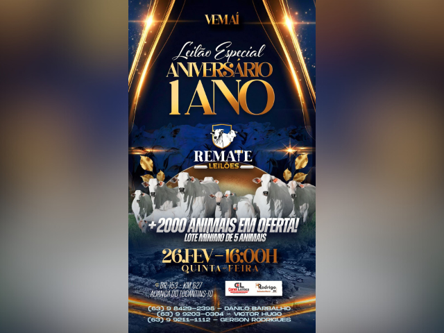 Leilão Especal de Aniversário da Remate Leilões