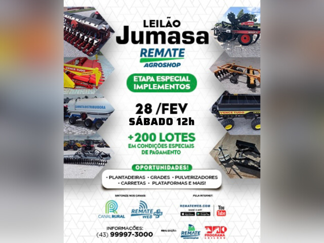 Leilão Jumasa – Etapa Especial Implementos