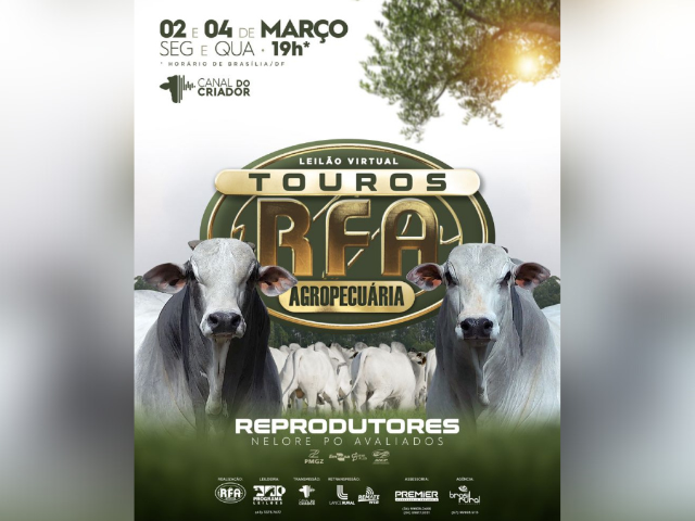 Leilão Virtual Touros RFA Agropecuária – Etapa Reprodutores