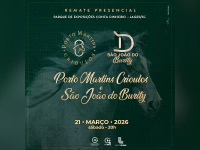 Remate Presencial Porto Martins Crioulos e São João do Buriti