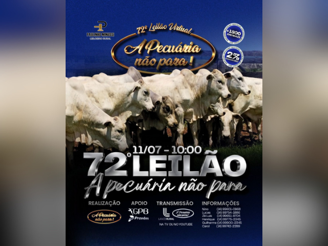 72º Leilão A Pecuária Não Para